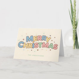 Retro Toyland Script Prettig Kerstfeest Feestdagen Kaart