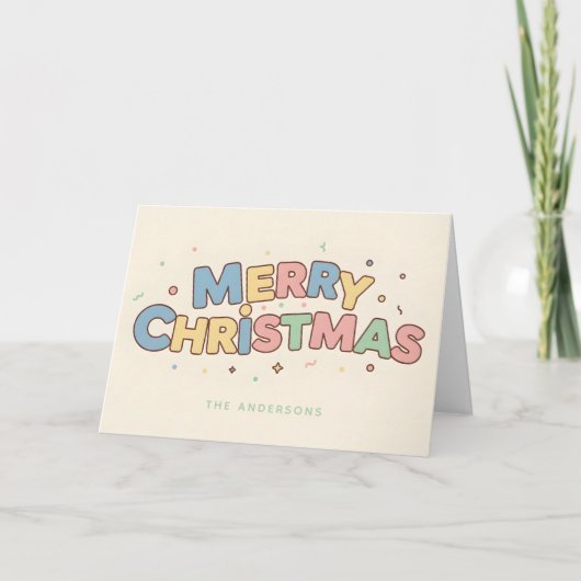Retro Toyland Script Prettig Kerstfeest Feestdagen Kaart (Voorkant)