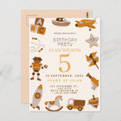 Retro Toys Boys Birthday Invitation Briefkaart (Voorkant / Achterkant)