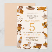 Retro Toys Boys Birthday Invitation Kaart (Voorkant / Achterkant)