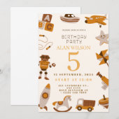 Retro Toys Boys Birthday Invitation Save The Date (Voorkant / Achterkant)