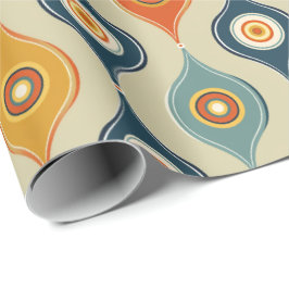 Retro Traandrop Cadeaupapier – Levendig Mid-Centur
