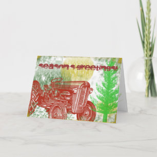 Retro Tractor Kerst Kaart