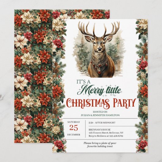  retro traditioneel kerstrendier kaart (Voorkant / Achterkant)