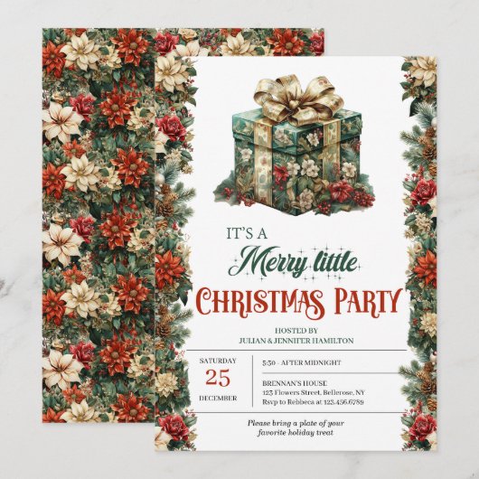 Retro traditioneel klassiek kerstcadeau kaart (Voorkant / Achterkant)