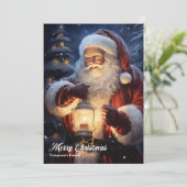  retro traditioneel Sinterklaas met lantaarn Feestdagenkaart (Staand voorkant)