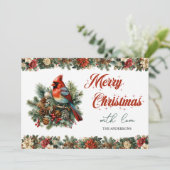  retro Traditionele Classic Rode Kardinaal Feestdagenkaart (Staand voorkant)