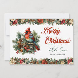  retro Traditionele Classic Rode Kardinaal Feestdagenkaart