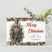 Retro traditionele klassieke kerst notenkraker feestdagenkaart (Staand voorkant)