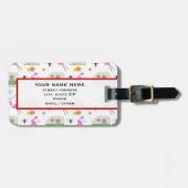 Retro Trailer en Flamingos Patroon Bagagelabel (Voorkant horizontaal)