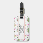 Retro Trailer en Flamingos Patroon Bagagelabel (Voorkant verticaal)