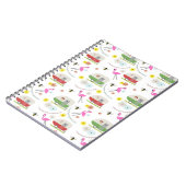 Retro Trailer en Flamingos Patroon Notitieboek (Linkerzijde)