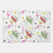Retro Trailer en Flamingos Patroon Theedoek (Horizontaal)