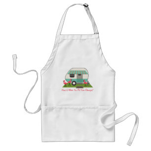 Retro Trailer en Roze Flamingos Camping Apron Standaard Schort