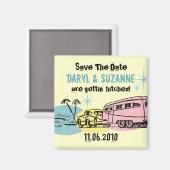 Retro trailer net getikt Save the Date Magneet (Voorkant / Achterkant)