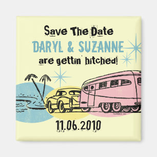Retro trailer net getikt Save the Date Magneet