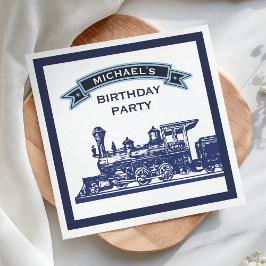 Retro Train Kids Verjaardagsfeestpapier Servet