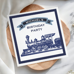  Retro Train Kids Verjaardagsfeestpapier Servet