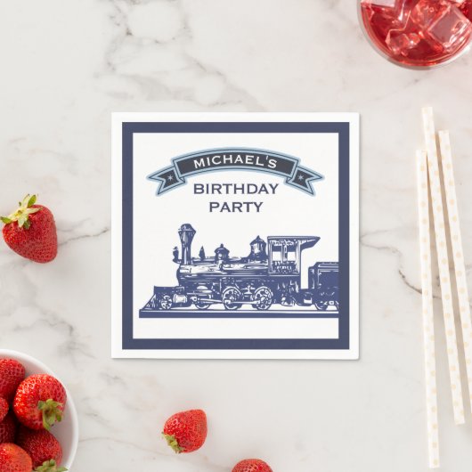  Retro Train Kids Verjaardagsfeestpapier Servet (Insitu)