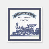  Retro Train Kids Verjaardagsfeestpapier Servet (Voorkant)