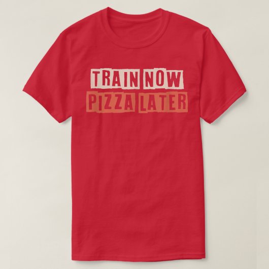 Retro Train nu Pizza later Funny Mam T-shirt (Design voorkant)