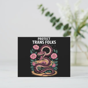 Retro Trans Pride Trans Rechten Bescherm Trans Men Briefkaart