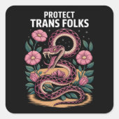 Retro Trans Pride Trans Rechten Bescherm Trans Men Vierkante Sticker (Voorkant)