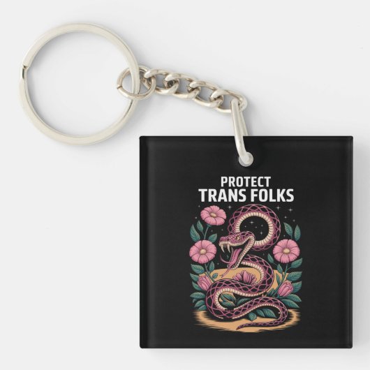 Retro Trans Pride Trans Rechten Beschermen Trans M Sleutelhanger (Voorkant)