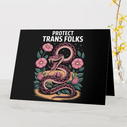 Retro Trans Pride Trans Right Protect Trans Folks Kaart (Gele Bloem)