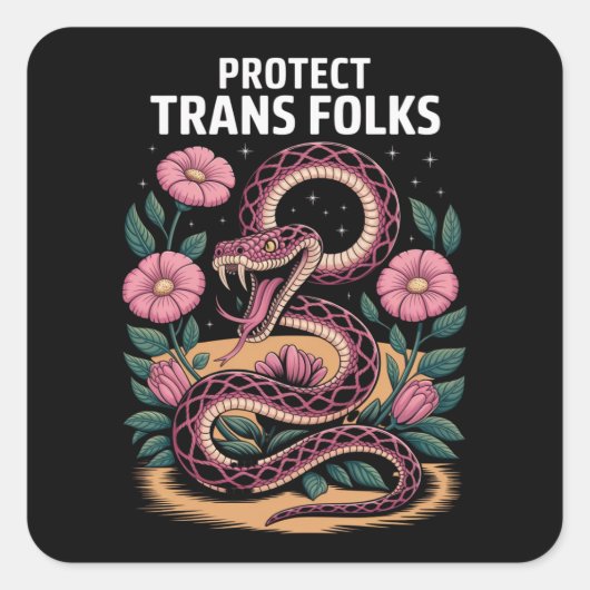 Retro Trans Pride Trans Right Protect Trans Folks Vierkante Sticker (Voorkant)