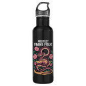 Retro Trans Pride Trans Right Protect Trans Folks Waterfles (Voorkant)