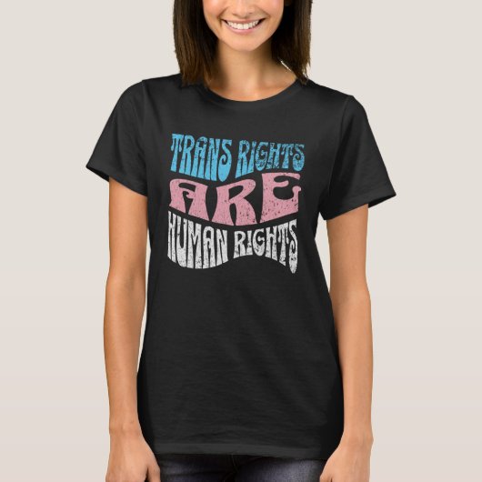 Retro Trans Right are Human Rights Transgender LGB T-shirt (Voorkant)