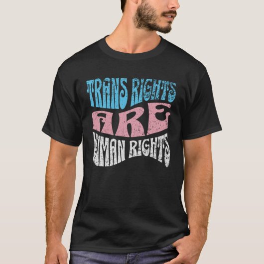 Retro Trans Right are Human Rights Transgender LGB T-shirt (Voorkant)