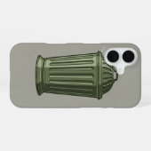 Retro Trash Can Simple iPhone 16 Hoesje (Achterkant horizontaal)