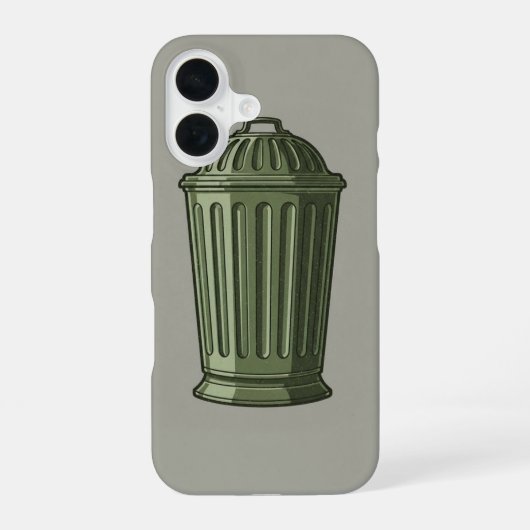 Retro Trash Can Simple iPhone 16 Hoesje (Achterkant)