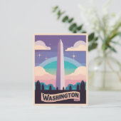 Retro Travel 80s Neon Washington Monument Lofi Art Briefkaart (Staand voorkant)