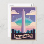 Retro Travel 80s Neon Washington Monument Lofi Art Briefkaart (Voorkant / Achterkant)