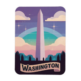 Retro Travel 80s Neon Washington Monument Lofi Art Magneet