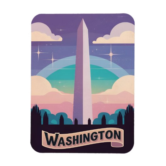 Retro Travel 80s Neon Washington Monument Lofi Art Magneet (Verticaal)