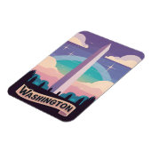 Retro Travel 80s Neon Washington Monument Lofi Art Magneet (Linkerzijde)