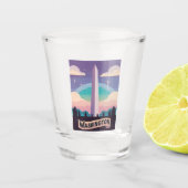 Retro Travel 80s Neon Washington Monument Lofi Art Shot Glas (Voorkant)