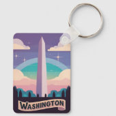 Retro Travel 80s Neon Washington Monument Lofi Art Sleutelhanger (Achterkant)