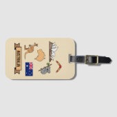 Retro Travel Australia Iconic National Symbols Bagagelabel (Voorkant (horizontaal))