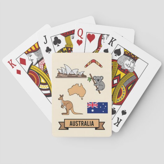Retro Travel Australia Iconic National Symbols Pokerkaarten (Achterkant)
