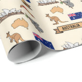 Retro Travel Australia Iconic Symbols Cadeaupapier (Rol Hoek)