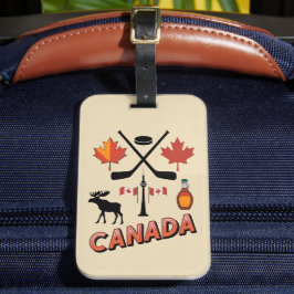 Retro Travel Canada Iconic National Symbols Bagagelabel