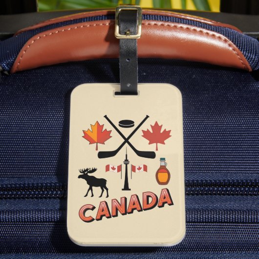 Retro Travel Canada Iconic National Symbols Bagagelabel (Voorkant Insitu 2)