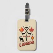 Retro Travel Canada Iconic National Symbols Bagagelabel (Voorkant (verticaal))
