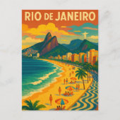 Retro Travel Copacabana Rio de Janeiro Brazil  Briefkaart (Voorkant)
