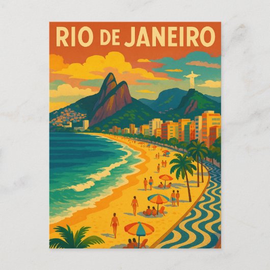 Retro Travel Copacabana Rio de Janeiro Brazil  Briefkaart (Voorkant)